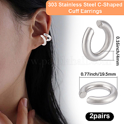 303ステンレススチール製カフイヤリング2組  C字型  ステンレス鋼色  19.5x4mm&nbsp;EJEW-BBC0002-25P