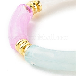 Bracciali elastici con perline in tubo acrilico&nbsp;BJEW-JB07767