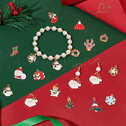 56スタイルのクリスマス合金エナメルペンダント14個。  ベル & リース & 雪だるま & キャンディケイン & トナカイ  ミックスカラー  18~25.5x14~21.5x1~2mm  穴：1.2mm  4個/スタイル&nbsp;ENAM-SC0003-72