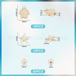 110 Stück 3 Stile Ozean Thema synthetische türkisfarbene Perlenstränge&nbsp;TURQ-UN0001-03A