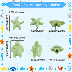 100шт 2 стиля окрашенные синтетические бирюзовые бусины G-SC0003-52