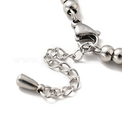 Bracelet à breloques flocon de neige en acier inoxydable 304 résistant au ternissement avec 201 perles rondes en acier inoxydable pour femme&nbsp;BJEW-B057-19P