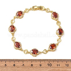 Herz- und ovalförmige Gliederarmbänder aus Messing mit Mikropavé-Fassung aus Zirkonia für Damen&nbsp;BJEW-A163-03G-02