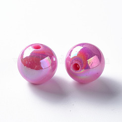 不透明なアクリルビーズ  ABカラーメッキ  ラウンド  ミックスカラー  16x15mm  穴：2.8mm  約220個/500g&nbsp;MACR-S370-D16mm-M1