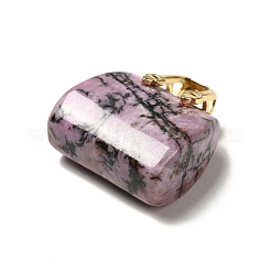 Подвески из латуни с натуральным родонитом&nbsp;KK-E274-01G-21