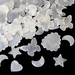 50 шт. 5 стиля кабошонов из натуральной ракушки с кружевной кромкой&nbsp;SHEL-TA0001-17