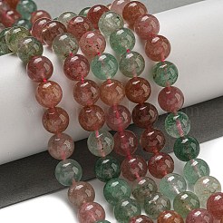 Fili di perline di quarzo fragola rosso e verde naturale&nbsp;G-B099-C03-06