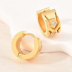 Серьги-кольца из нержавеющей стали 304 с прозрачным кубическим цирконием&nbsp;EJEW-L307-12G-02