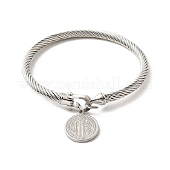 Armreif mit Saint Benedict-Anhängern aus 304 Edelstahl für Frauen&nbsp;BJEW-P283-06C