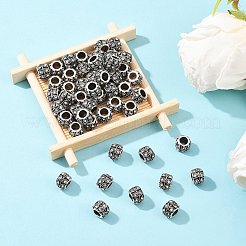 アンティークシルバーメッキ合金ラインストーン大穴ヨーロピアンビーズ  葉とロンデル  クリスタル  9x7mm  穴：5mm&nbsp;X-MPDL-R041-02A