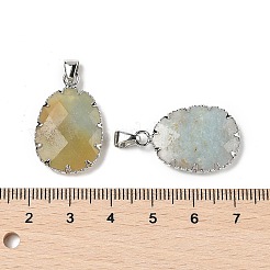 Amazonit Anhänger mit natürlichen Blumen&nbsp;G-H086-01P-03