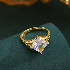 Verstellbare Fingerringe aus Messing mit Zirkonia-Pavé&nbsp;WGDAB37-01