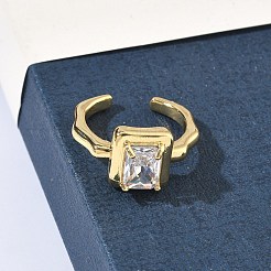 Латунная манжета с открытыми кольцами из кубического циркония/стекла&nbsp;RJEW-C158-05G