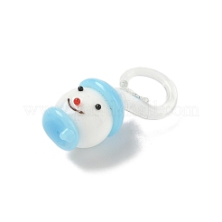 クリスマス手作りランプワークペンダント  雪だるま  29x14x12mm  穴：8x8mm&nbsp;LAMP-L081-01C