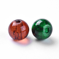 ベーキングペイント、クラックルガラスビーズ  ハロウィンミックス  ラウンド  ミックスカラー  6~6.5x5.5~6mm  穴：1mm  約200個/袋&nbsp;DGLA-X0006-6mm-07