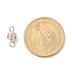 真鍮のカラフルなラインストーンコネクタチャーム  304ステンレススチールループ付き  ラウンド  銀  13.5x6mm  穴：2mm&nbsp;PALLOY-JF01353