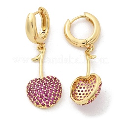 Серьги-кольца из вишневой латуни с микропаве из кубических цирконий&nbsp;EJEW-M077-04G-02