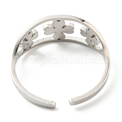 変色しない304ステンレススチールクローバーオープンカフリング  ステンレス鋼色  内径：18mm&nbsp;RJEW-F149-04P