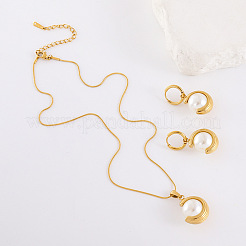 Комплекты из ожерелий и серег-колец из нержавеющей стали 304 JP6443-3