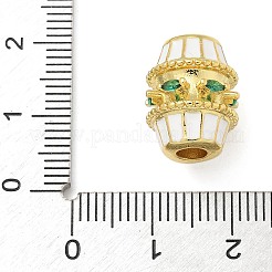 Perline distanziatrici in zirconia cubica micro pavé in ottone a barile&nbsp;KK-U050-11G-02