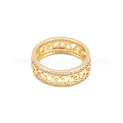 Anelli da dito con fiore traforato in ottone micro pavé di zirconi cubici trasparenti&nbsp;FS-WGD1340-07