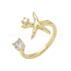 Манжеты из латуни с микро паве кубический цирконий для женщин&nbsp;RJEW-H256-08G