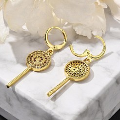 Серьги с застежкой-молнией из латуни с микропаве из кубических цирконий для женщин EJEW-G419-01G