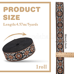 5 ярд полиэфирной жаккардовой ленты в этническом стиле с цветком OCOR-WH0090-042