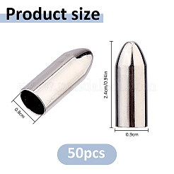 鉄製コードエンド50個  弾丸の形  プラチナ  24x9mm  穴：8mm&nbsp;IFIN-FH0002-05