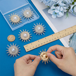 6 шт. 2-х цветные броши из сплава со стразами JEWB-FG0001-41