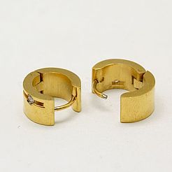 ファッション 304 ステンレススチール ハギー フープ イヤリング  ラインストーン付き  黄金メッキ  12~12.5x13~13.5x4~9mm  ピン：0.8mm&nbsp;EJEW-G124-M14