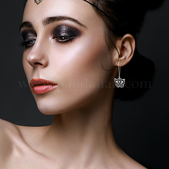 3 пара двухцветных эмалевых серег-колец в виде бабочек с черепом EJEW-AN0002-46