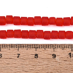 透明なすりガラスビーズ連売り  キューブ  多面カット  レッド  4~4.5x4~4.5x4~4.5mm  穴：1~1.2mm  約97~98個/連  16.14~16.54インチ（41~42cm）&nbsp;GLAA-N072-01A-A07