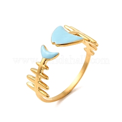 Кольца-манжеты с океанской тематикой из нержавеющей стали 304 и эмали для женщин&nbsp;RJEW-F192-01D-G