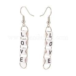 Orecchini pendenti con perline con lettera d'amore a cubo acrilico&nbsp;EJEW-JE04832