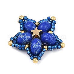 Подвески из стеклянного бисера ручной работы и синтетических окрашенных бусин императорской яшмы&nbsp;PALLOY-MZ00752-02