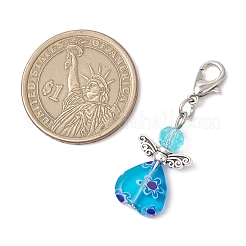 Decorazioni pendenti in vetro galvanizzato e lavorazione a lume millefiori fatta a mano&nbsp;HJEW-JM03600-01