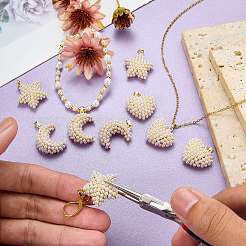 5 pz pendenti in ottone e plastica ABS con perle finte&nbsp;KK-SZ0003-15C