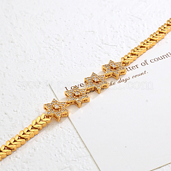 Латунные браслеты-цепочки с микропаве из прозрачных кубических цирконий для женщин&nbsp;OO0305