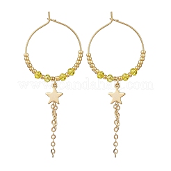 Серьги-кольца из стекла в форме звезды&nbsp;EJEW-MZ00673-01