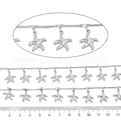 ラックメッキ304ステンレス鋼リンクバーチェーン  ヒトデの魅力  ハンダ付け  スプールで  ステンレス鋼色  14x2.5x1mm  約16.40フィート（5m）/ロール&nbsp;CHS-N009-06P