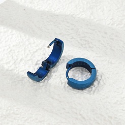 304ステンレススチール研磨効果フープピアス  イオンプレーティング（ip）  ブルー  13x4mm&nbsp;EJEW-M001-29C-B