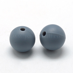 食品グレードの環境に優しいシリコーン焦点ビーズ  ラウンド  スレートグレイ  18~20mm  穴：2mm&nbsp;SIL-R008D-15