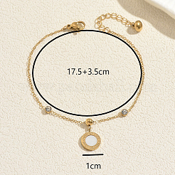 Bracelets pour femmes en acier inoxydable 304 avec breloques en cristal et strass&nbsp;PR6734
