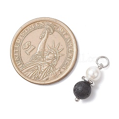 Подвески из натурального лавового камня и ракушек с круглым жемчугом PALLOY-JF04718