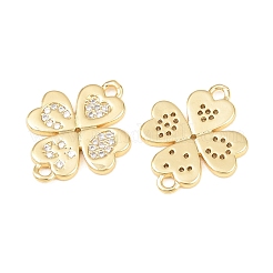 Подвески в виде клевера из латуни с микропаве и прозрачными кубическими циркониями ко Дню Святого Патрика&nbsp;KK-C162-090G