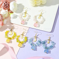 3 пара сережек с подвесками из смешанного натурального камня и латуни EJEW-TA00551