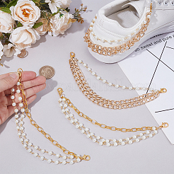 4 шт. 2 стиля пластиковые жемчужные и железные цепочки-скрепки цепи для ремней для ботинок&nbsp;HJEW-PH02102-01