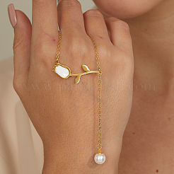 Элегантные ожерелья из нержавеющей стали с цепочкой-тюльпаном и имитацией жемчуга для повседневной носки для женщин TI9112-1