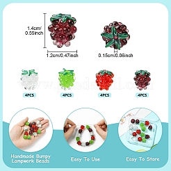 16 шт. 4-х цветные бусины ручной работы в технике лэмпворк с выпуклыми краями&nbsp;LAMP-YW0001-29